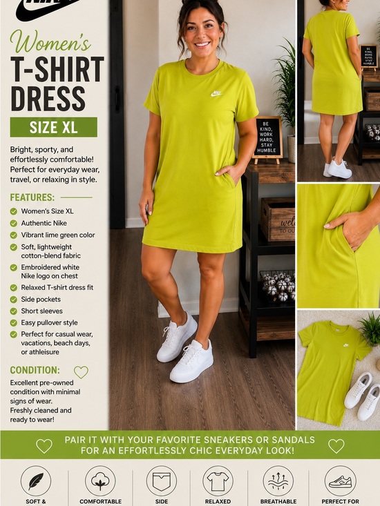Nike Dresses & Skirts - Nike Lime Green Women's T-Shirt Dress